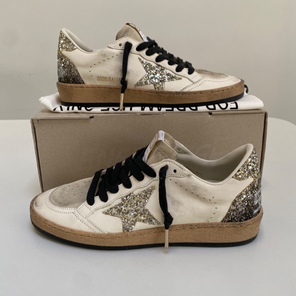 Golden Goose Ball Star Sneaker Leather/Seedpearl/Platinum Glitter 40 New in Box - Picture 3 of 11